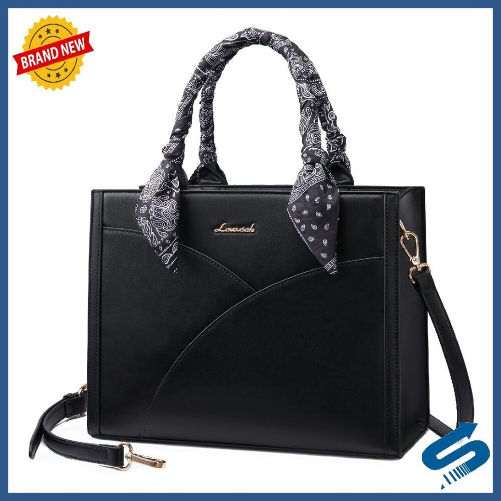 PU Leather Tote Bag with Detachable Strap & Multiple Pockets